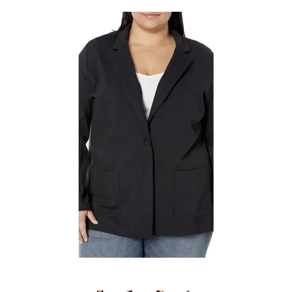 Amazon Essentials Women's Relaxed-Fit Soft Ponte Blazer, Black, X-Large - Picture 2 of 16